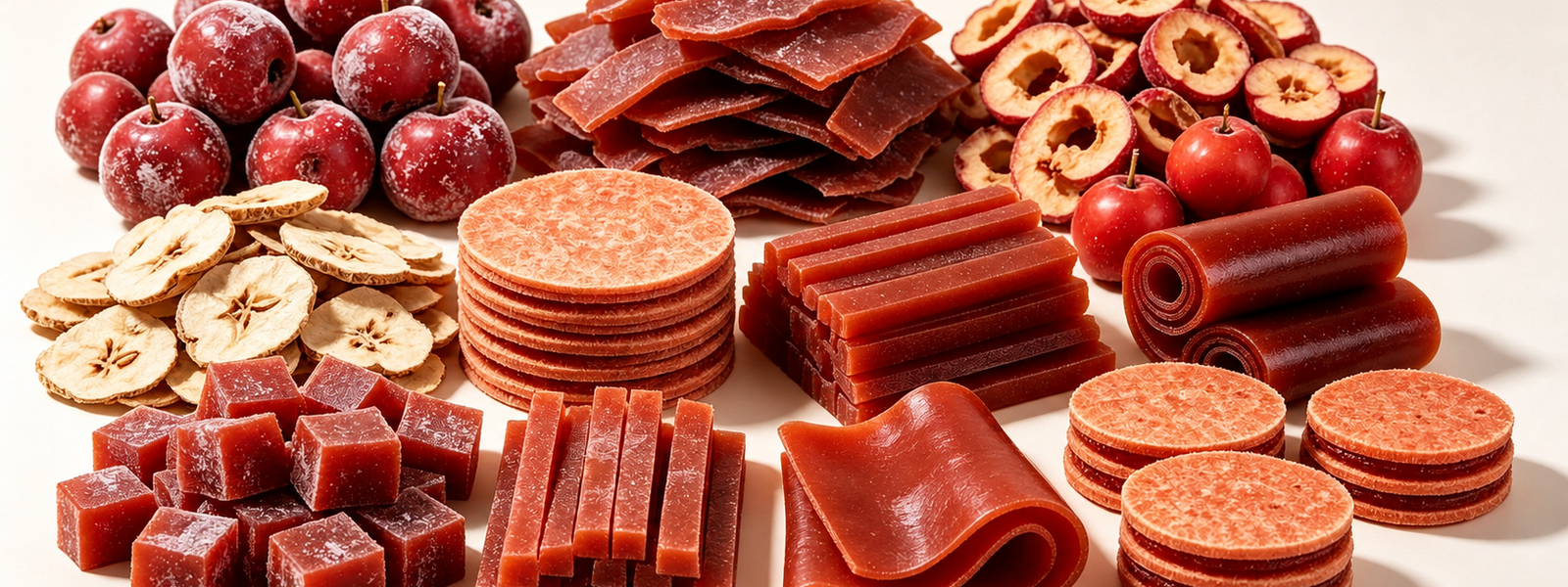 Frozen dried and processed hawthorn product assortment